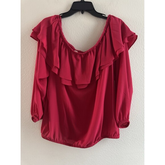 Michael Kors Women's Plus Size Off The Shoulder Top blouse Deep Pink 0X - Picture 4 of 13